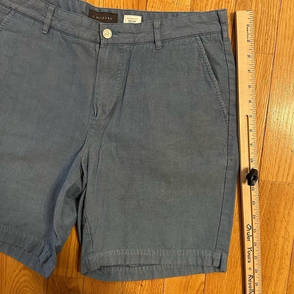 J Hilburn Oxford Shorts European Fit Men’s Sz 34 Chambray Blue 7.5” inseam - Picture 3 of 9